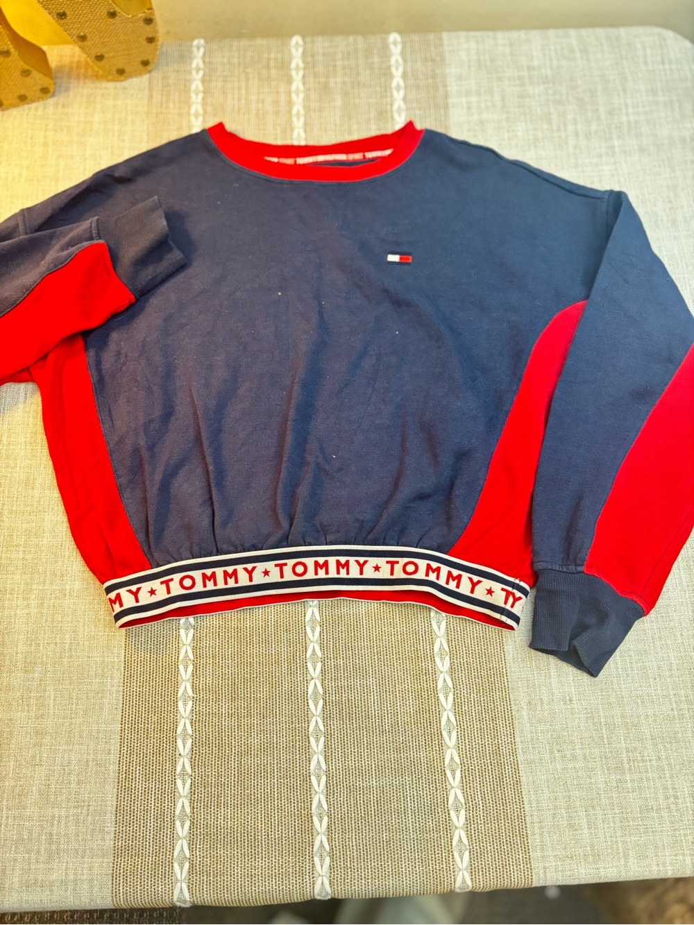 Tommy Hilfiger women Navy and Red Crewneck Sweater